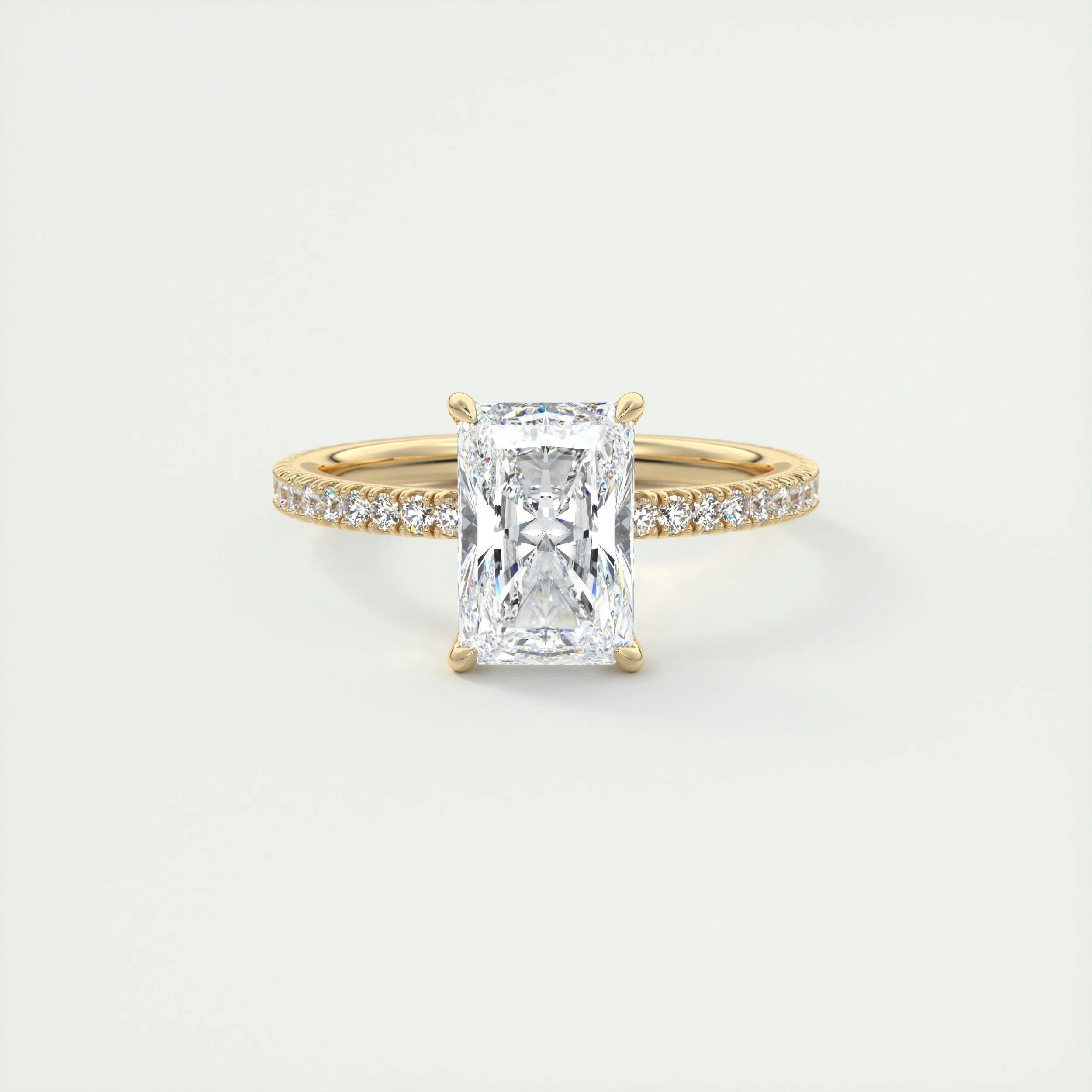 2.10 CT Radiant Cut Pave Style Moissanite Engagement Ring 9